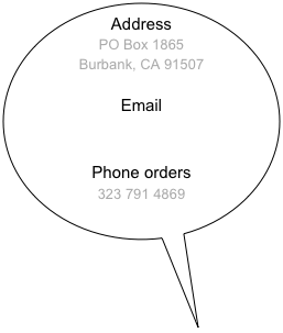 Address
PO Box 1865
Burbank, CA 91507

Email
hollymwood_2001@yahoo.com

Phone orders
323 791 4869
